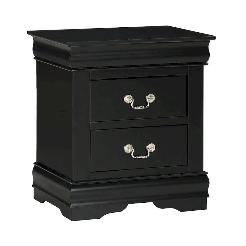 Ensemble de chambre Lillie en bois noir à traîneau, 6 pièces