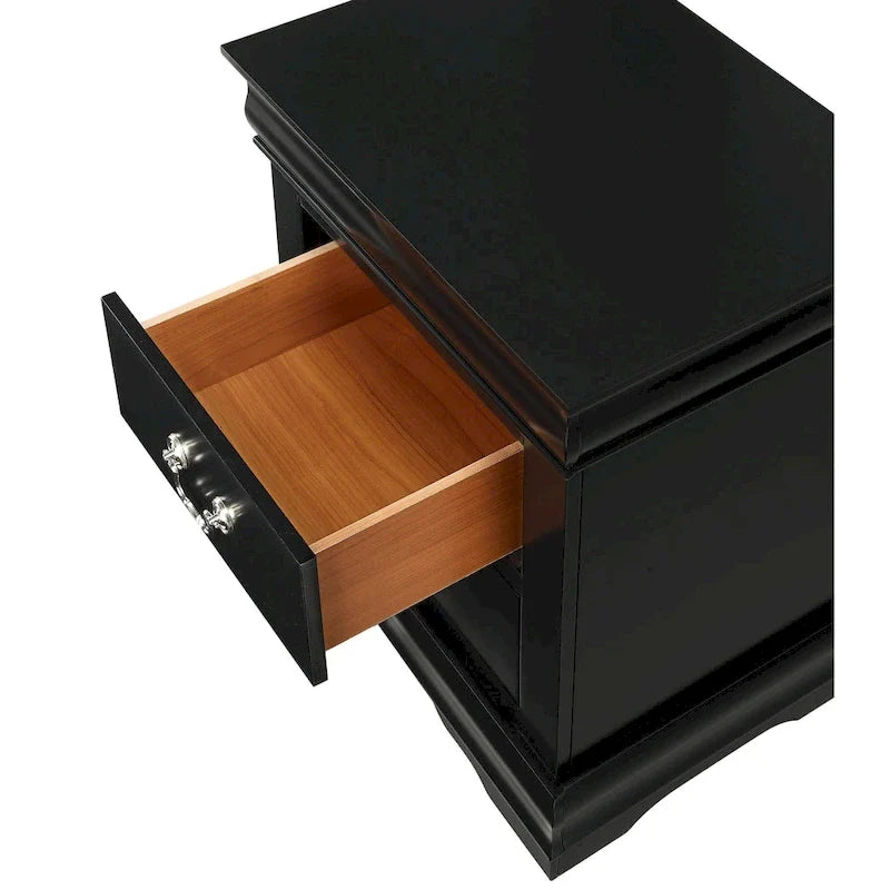 Ensemble de chambre Lillie en bois noir à traîneau, 6 pièces