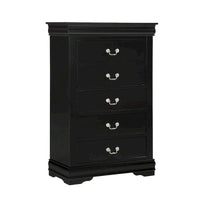 Ensemble de chambre Lillie en bois noir à traîneau, 6 pièces