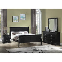Ensemble de chambre Lillie en bois noir à traîneau, 6 pièces