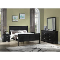 Ensemble de chambre Lillie en bois noir à traîneau, 6 pièces