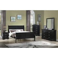 Ensemble de chambre Lillie en bois noir à traîneau, 6 pièces