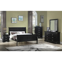 Ensemble de chambre Lillie en bois noir à traîneau, 6 pièces