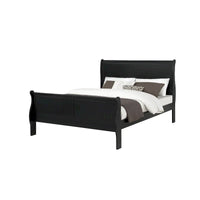 Ensemble de chambre Lillie en bois noir à traîneau, 6 pièces