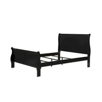 Ensemble de chambre Lillie en bois noir à traîneau, 6 pièces