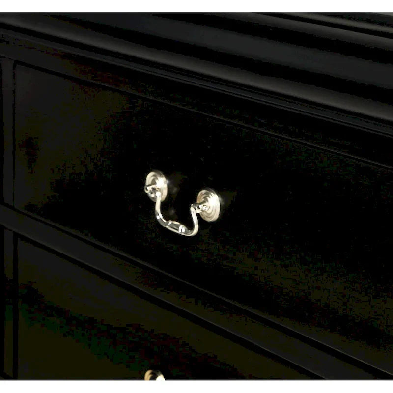 Ensemble de chambre Lillie en bois noir à traîneau, 6 pièces