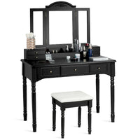 Ensemble coiffeuse à miroir triptyque avec tabouret