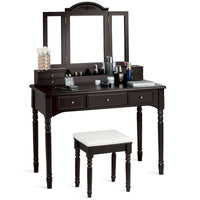 Ensemble coiffeuse à miroir triptyque avec tabouret