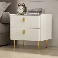 Table de chevet de chambre moderne de luxe à 2 tiroirs en similicuir
