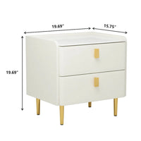 Table de chevet de chambre moderne de luxe à 2 tiroirs en similicuir