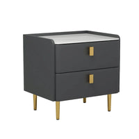 Table de chevet de chambre moderne de luxe à 2 tiroirs en similicuir
