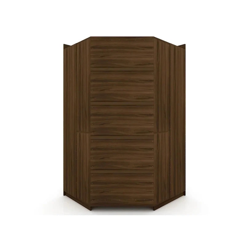 Garde-robe d'angle moderne Mulberry à 3 sections ouvertes et 4 tiroirs, ensemble de placard d'angle de 3
