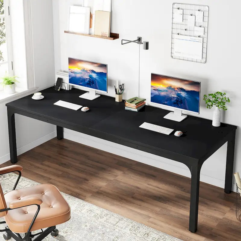 Bureau d'ordinateur extra-long de 78,7 pouces, bureau 2 personnes, grande table d'écriture