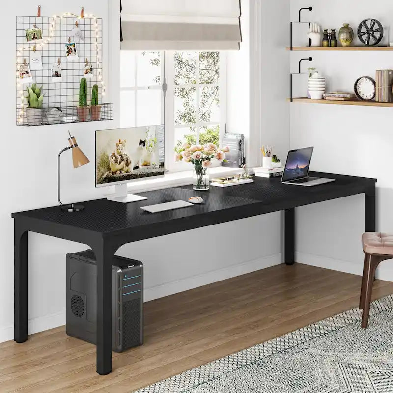 Bureau d'ordinateur extra-long de 78,7 pouces, bureau 2 personnes, grande table d'écriture