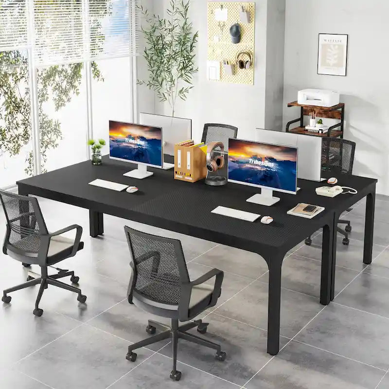 Bureau d'ordinateur extra-long de 78,7 pouces, bureau 2 personnes, grande table d'écriture