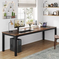 Bureau d'ordinateur extra long de 200 cm, bureau double, grand bureau d'écriture