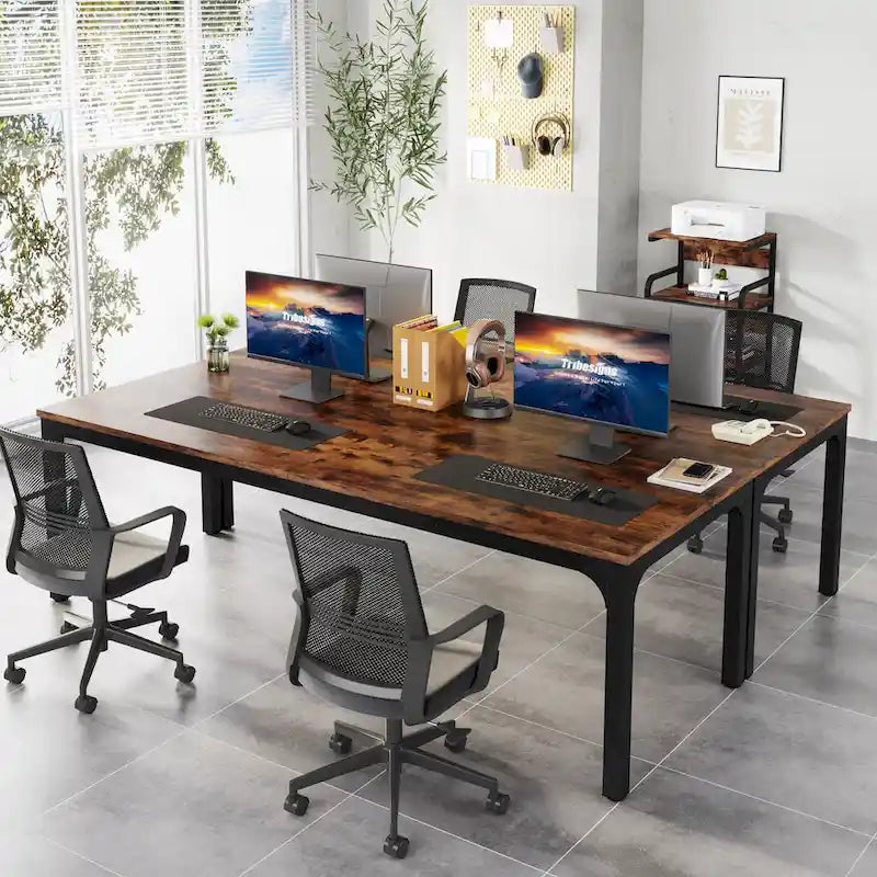 Bureau d'ordinateur extra-long de 78,7 pouces, bureau 2 personnes, grande table d'écriture