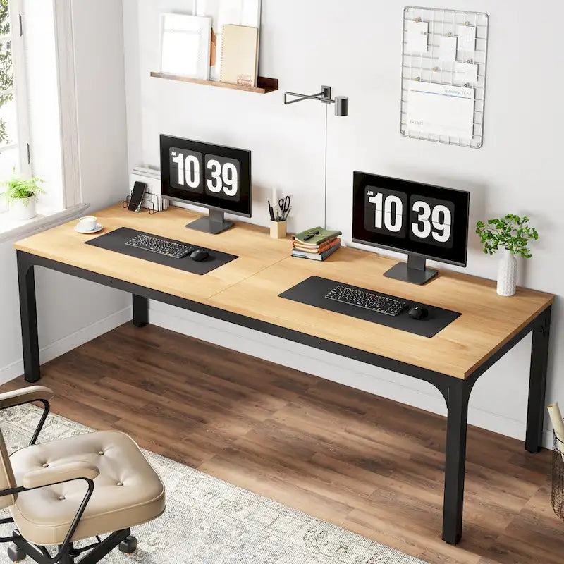 Bureau d'ordinateur extra-long de 78,7 pouces, bureau 2 personnes, grande table d'écriture