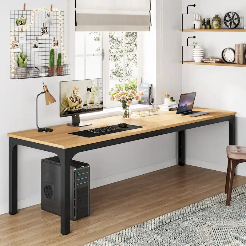 Bureau d'ordinateur extra-long de 78,7 pouces, bureau 2 personnes, grande table d'écriture