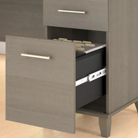Somerset - Bureau en L de 72 po de large avec hutch, meuble et bibliothèque, gris