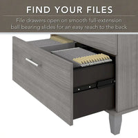 Somerset - Bureau en L de 72 po de large avec hutch, meuble et bibliothèque, gris