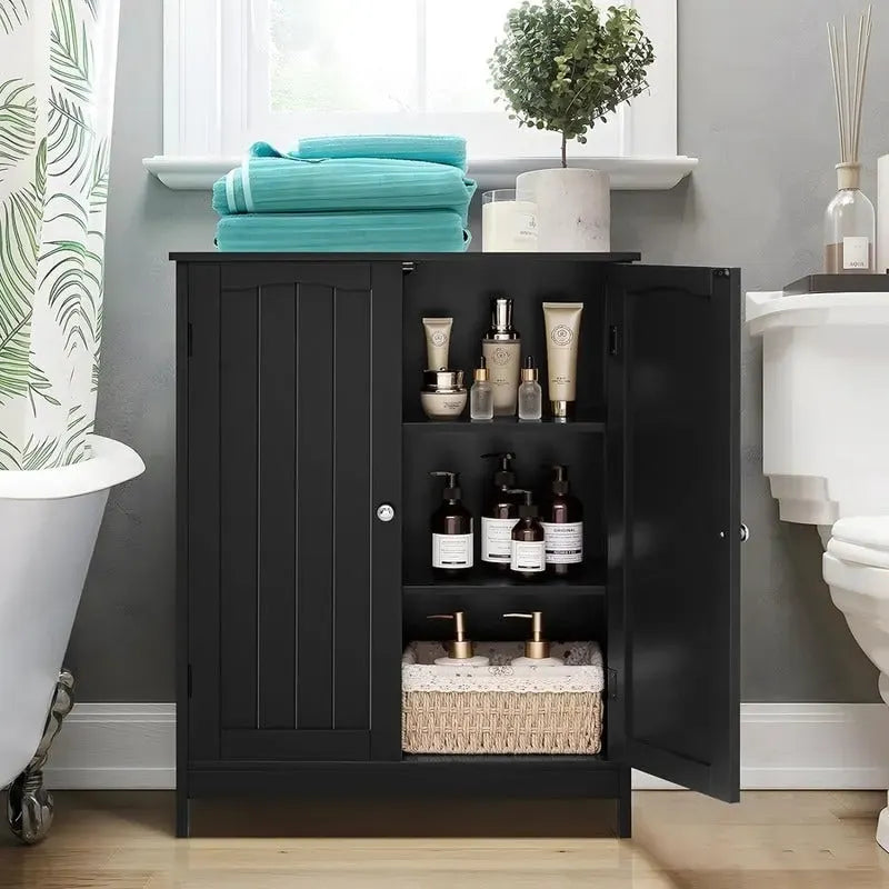 Meuble de salle de bain, meuble de rangement avec 2 portes et 2 étagères - 11,7 P x 23,4 L x 31,2 H