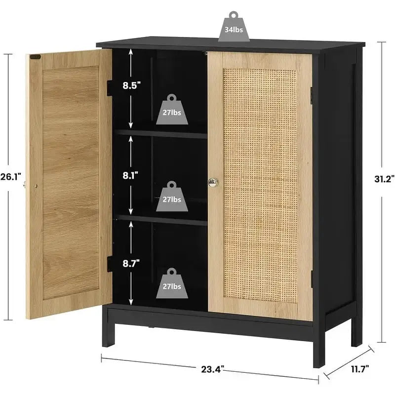 Meuble de salle de bain, meuble de rangement avec 2 portes et 2 étagères - 11,7 P x 23,4 L x 31,2 H