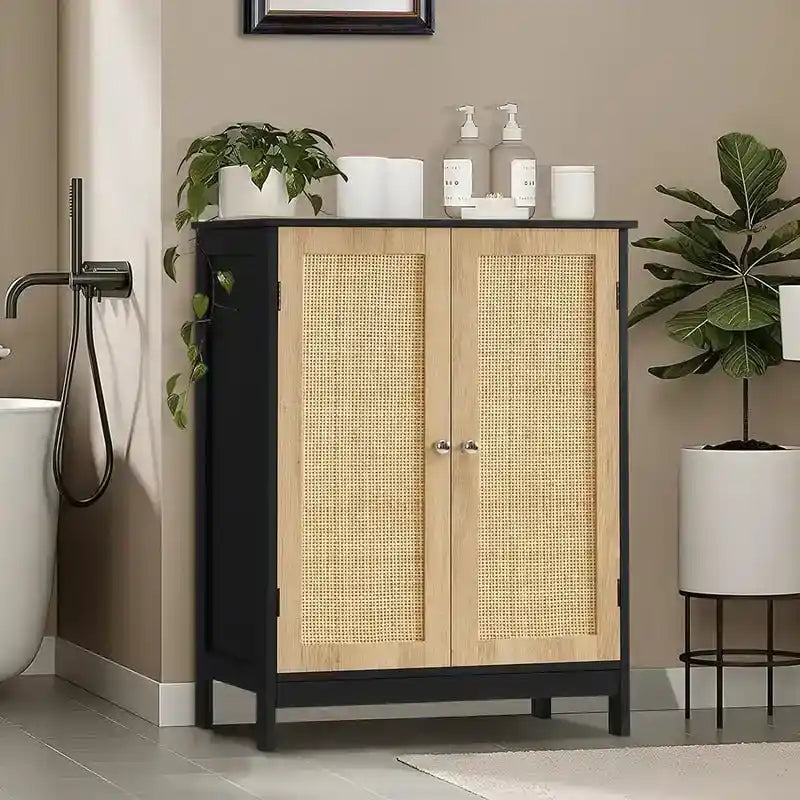 Meuble de salle de bain, meuble de rangement avec 2 portes et 2 étagères - 11,7 P x 23,4 L x 31,2 H