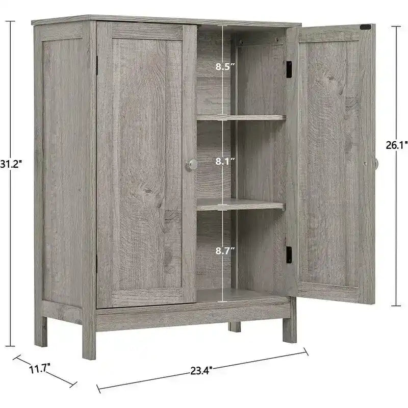 Meuble de salle de bain, meuble de rangement avec 2 portes et 2 étagères - 11,7 P x 23,4 L x 31,2 H