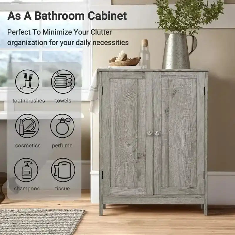 Meuble de salle de bain, meuble de rangement avec 2 portes et 2 étagères - 11,7 P x 23,4 L x 31,2 H
