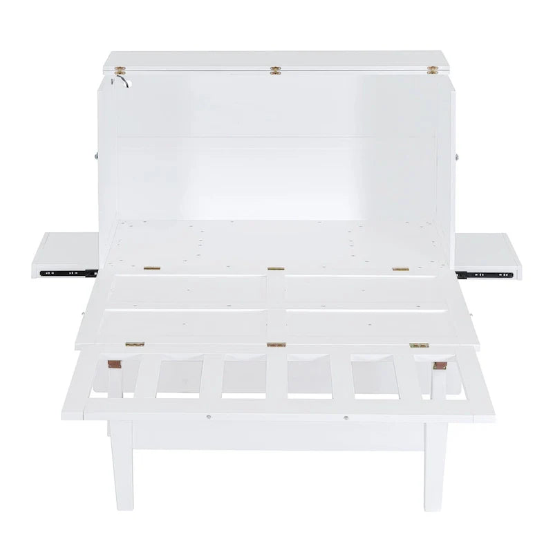 Lit escamotable format double avec bureau et port USB