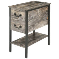 Table de chevet avec station de recharge, 2 ports USB et 2 prises de courant, table d'appoint haute avec 2 tiroirs et étagère de rangement