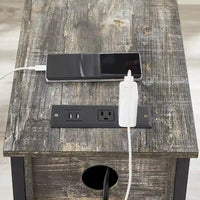 Table de chevet avec station de recharge, 2 ports USB et 2 prises de courant, table d'appoint haute avec 2 tiroirs et étagère de rangement