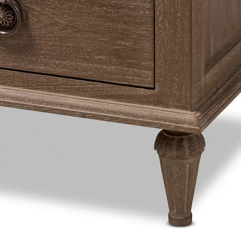 Table de chevet à 3 tiroirs en bois rustique par Baxton Studio
