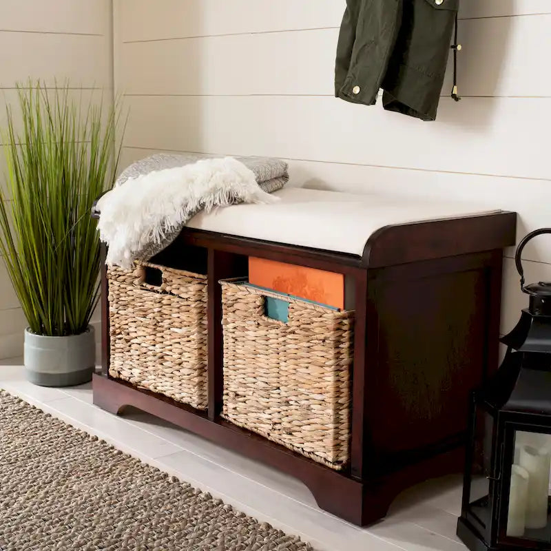 SAFAVIEH Euphemia Banc de rangement tressé marron - 33,5 x 16,1 x 19,9 - 34Lx16Px20H