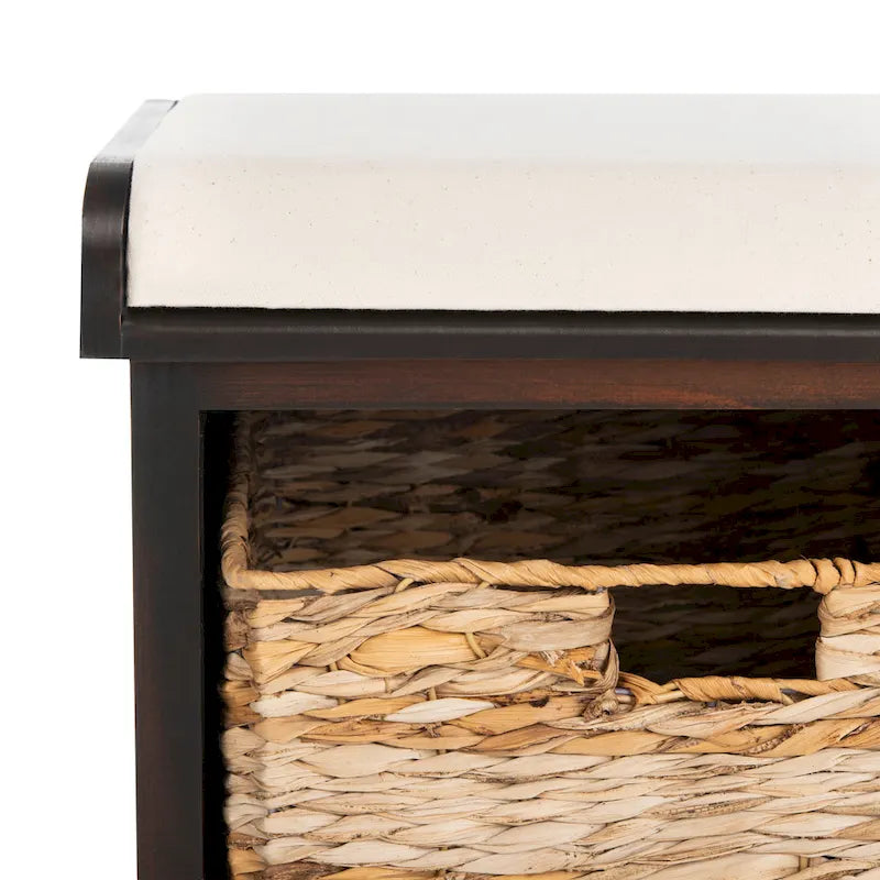 SAFAVIEH Euphemia Banc de rangement tressé marron - 33,5 x 16,1 x 19,9 - 34Lx16Px20H