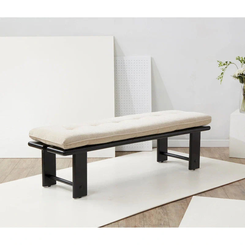 SAFAVIEH Couture Rasema banc moderne à coussin - 60.8 In. W x 18.9 In. D x 18.1 In. H - 61Wx19Dx18H