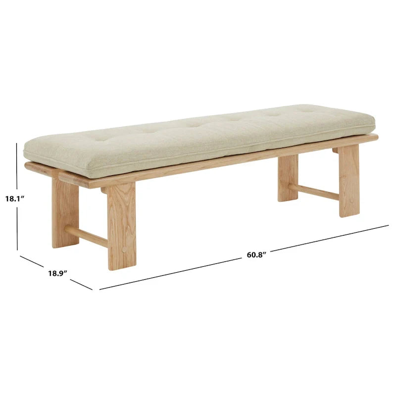 SAFAVIEH Couture Rasema banc moderne à coussin - 60.8 In. W x 18.9 In. D x 18.1 In. H - 61Wx19Dx18H