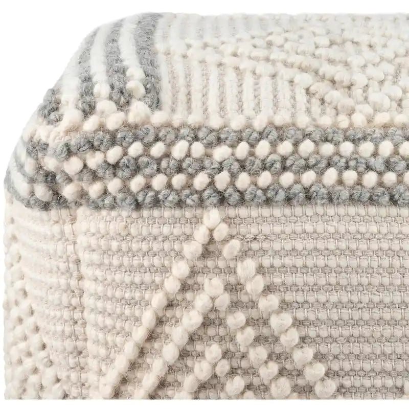 Freya pouf cube bohème tissé main de 18 pouces