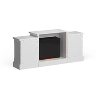 Cheminée électrique à LED télécommandée SEI Furniture avec manteau en pierre blanche et rangement