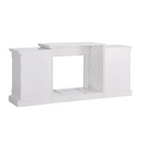 Cheminée électrique à LED télécommandée SEI Furniture avec manteau en pierre blanche et rangement