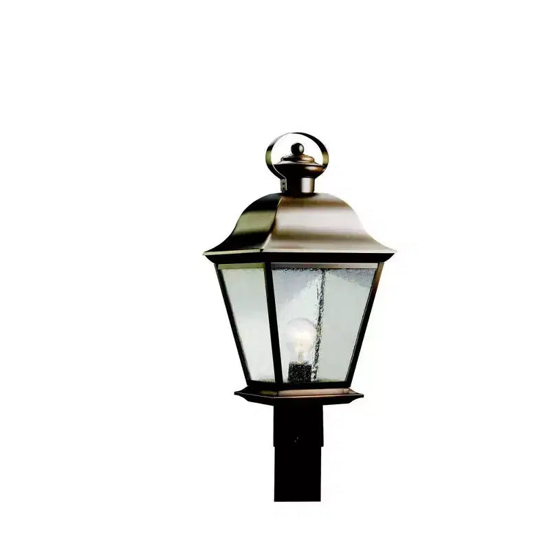 Poteau lumineux extérieur 1 lumière Mount Vernon 19,5 avec verre texturé transparent, noir