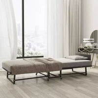 Lit pliant avec matelas, lits d'appoint portables avec 4 roulettes, matelas en mousse 4" et structure métallique, lit pliable peu encombrant pour chambre d'amis