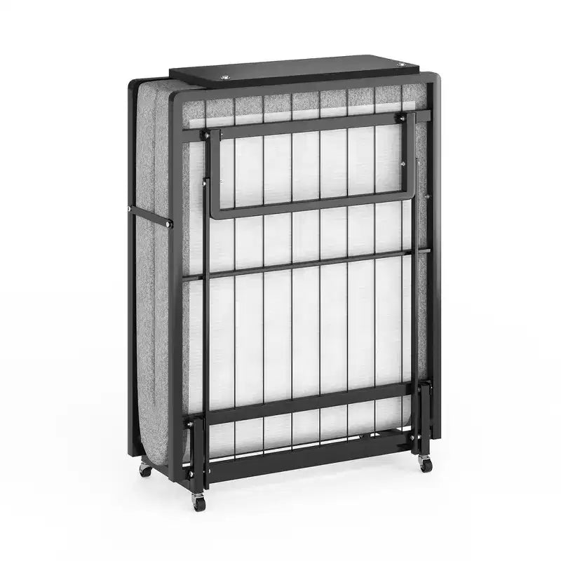 Lit pliant avec matelas, lits d'appoint portables avec 4 roulettes, matelas en mousse 4" et structure métallique, lit pliable peu encombrant pour chambre d'amis
