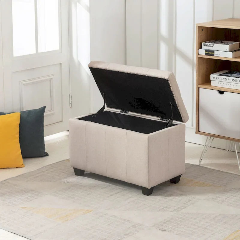 Banc de rangement Porthos Home Vivi en tissu à couvercle basculant
