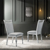 Ensemble de salle à manger 7 pièces Roundhill Furniture Salines avec 6 chaises rembourrées, blanc rustique et chêne