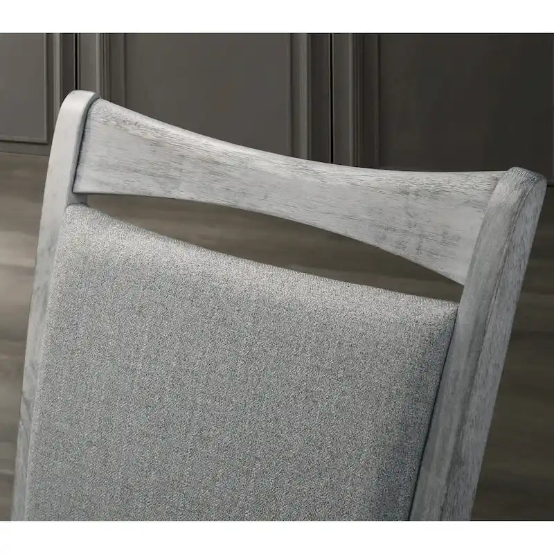 Ensemble de salle à manger 7 pièces Roundhill Furniture Salines avec 6 chaises rembourrées, blanc rustique et chêne