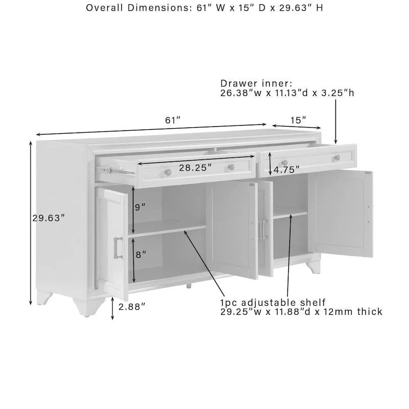 Ensemble buffet et garde-manger Crosley Tara 3 pièces - 15x108,5x67,75