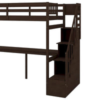 Lit mezzanine Merax taille jumeau avec escalier et bureau intégré