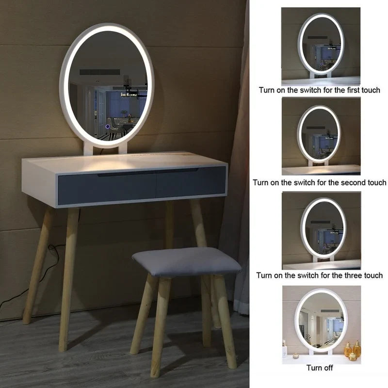 Ensemble de coiffeuse moderne avec miroir à luminosité réglable